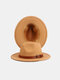 Unisex Woolen Felt Solid Color Buckle Strap Decoration Thicken Flat Brim Top Hat Fedora Hat - Khaki