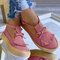 Women Tassel Deocr Casual Ankle Strap Espadrille Platform Shoes - Pink