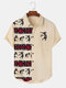 Camicie da uomo a maniche corte patchwork con stampa geometrica etnica di animali invernali - Albicocca