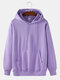 Mens Solid Color Basic Cotton Relaxed Fit Drawstring Hoodies With Kangaroo Pocket - Purple