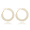 Shining Crystal Big Hoop Earrings Punk Statement Full Crystal Paved Earrings Party Jewelry for Women - White