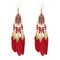 Bohemian Feather Drop Earrings Long-Style Tassels Earrings Retro Women Drop Earrings - Red