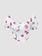 Top corto con cuello cuadrado y manga farol con espalda abierta y estampado floral - Rosa