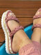 Large Size Women Summer Vacation Casual Comfy Espadrilles Platform Slippers - Apricot