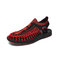 Men Outdoor Woven Elastic Slip On Soft Casual Sandals - Red