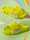 Informal Sólido Solor Nube Patrón Estampado arcoíris Soft Cómodo Hogar zapatillas Para Mujer - Verde