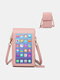 Women Faux Leather Fashion Multifunction Solid Color Crossbody Bag Phone Bag - Pink