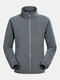 Mens Double-sided Fleece Solid Warm Long Sleeve Casual Collar Jacket - Gray