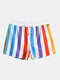 Men Colorful Stripe Swim Shorts Holiday Beach Surfing Bathing Swimsuits Board Shorts - Multi-color