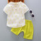 Toddler Boys Cotton Linen Shirts+ Shorts Leisure Clothing Sets For 2-7Y - Yellow