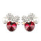 Cute Sweet Heart Earrings Anallergic Platinum Crystal Rhinestone Pearl Stud Earrings for Women - Red