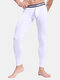 Men Patchwork Long Johns Slim Regenerated Cellulose Fiber Soft Stretch Underpants With Pouch - White