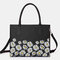 Women Daisy Multifunction Multi-pocket 13.3 Inch Laptop Key Handbag Shoulder Bag - Black