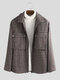 Mens Wool Blends Plaid Jackets Double Pockets Long Sleeve Fashion Wool Coats - Brown