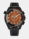 Homens vintage Watch mostrador tridimensional couro Banda quartzo impermeável Watch - #2 Marrom Dial Black Band