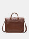 Menico Men Artificial Leather Vintage RFID 14 Inch Laptop Business Briefcase Large Capacity Crossbody Bag - Coffee