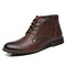 Men Tight Stitched Cap Toe Leather Comfy Slip Resistant Dress Ankle Boots - Red Brown