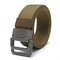 Men Vogue Belt Double Ring Buckle Nylon Canvas Belt Adjustable Long Weave Belt - Brown