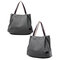Women Canvas Solid Color Large Capacity Tote Handbag Shoulder Bag - Grey