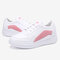 Women Casual Sports White Lace Up Flat Sneakers  - Pink