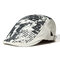 Men Plaid Cotton Beret Cap Adjustable Print Hats Casual Outdoor Warm Windproof Caps Sun Hats - White