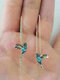 Vintage Inlaid Colorful Zircon Bird-Shaped Pendant Long Chain Tassel Copper Earring - 1