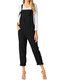 Adjustable Straps Solid Plus Size Jumpsuit with Pockets - Black