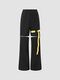 Cut Out Zip Elastic Waist Pants - Black