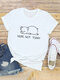 Cartoon Pig Letter Print Short Sleeve Casual T-shirt For Women - White