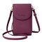 Women Multi-function Solid Ring Phone Bag Shoulder Bag Square Bag Purse - Wine Red