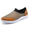 Large Size Men Mesh Soft Slip On Walking Shoes Casual Sneakers - Camel