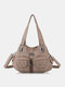 Women Faux Leather Multi-Pocket Large Capacity Shoulder Bag Crossbody Bags - Apricot