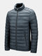 Mens Foldaway Padded Full Zipper Stand Collar Thick Warm Quilted Jackets - Gray