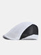 Men Polyester Contrast Colors Patchwork Outdoor Mesh Breathable Forward Hats Beret Flat Caps - white+black