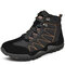 Men Outdoor Slip Resistant Warm Lining Lace Up Climbing Hiking Boots - Black
