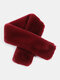 Women Plush Solid Color Soft Warmth Fashion Cross Scarf - Wine Red