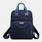 Women Casual USB Charging Multifunction Solid School Bag Backpack - Dark Blue