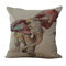 Ink Painting Elephant Cotton Linen Pillow Home Decoration Holiday Cushion Pillowcase - #4