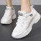 Women Sports Mesh Breathable Lace Up Platform Sneakers - White