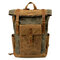 Men Vintage Canvas Casual Travel Large Capacity Waterproof Commuter Bag Backpack - Army Green