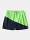 Lightweight Colorblock Shorts Quick Dry Beach Surfing Swim Trunks with Lining for Men - Dark Blue