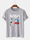 Mens Astronaut Alien Print 100% Cotton Breathable Short Sleeve T-Shirt - Gray