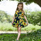 Sunflower Printed Girls Off Shoulder Summer Casual Dress For 1Y-7Y - Navy
