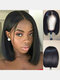 Natural Black Front Lace Mid-point BoBo Head Hairstyle Straight Hair High Temperature Fiber Head Cover Lace Wig - Black