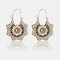 Vintage Metal Hollow Fan-shaped Earrings Ethnic Geometric Flower Carved Drop Pendant Big Earring - 10