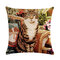 Vintage Style Persian Cat Printed Linen Cushion Cover Home Sofa Art Decor Office Throw Pillow Cover - #7