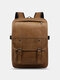 Vintage Business Versatile Minimalist Buckle Decor Multi-pockets Backpack - Light Brown