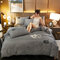 3/4 قطعة AB Sided Thicken Corduroy Velvet Winter Bed Set Full Queen King حجم غطاء لحاف - اللون الرمادي