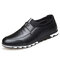 Men Breathable Comfy Slip On Business Driving Leather Shoes - Black