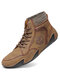 Menico Men Leather Hand Stitching Slip Resistant Sock Ankle Boots - Khaki